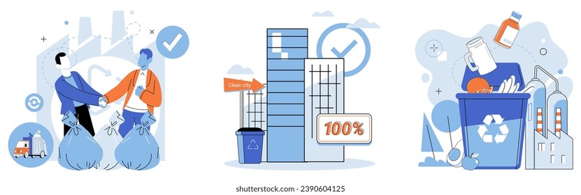 Waste recycling. Vector illustration. Organic waste, when properly recycled, enriches soil and supports plant growth Pollution poses threat to delicate balance our ecological systems Environmental