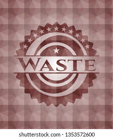 Waste red badge with geometric background. Seamless.
