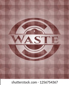 Waste red polygonal badge. Seamless.
