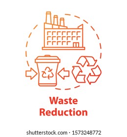 Waste reduction concept icon. Garbage recycling. Municipal debris collection service. Trash recycling plant idea thin line illustration. Vector isolated outline drawing