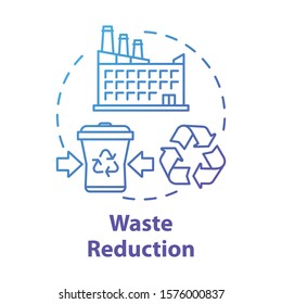 Waste reduction concept icon. Garbage recycling. Municipal debris collection service. Trash recycling plant idea thin line illustration. Vector isolated outline drawing