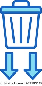 Icono de reducción de residuos Ilustración vectorial azul