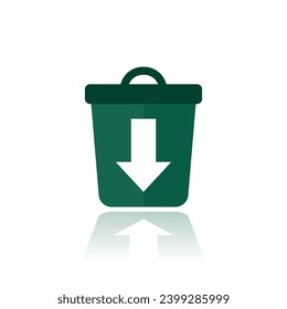 waste reduction icon with green trash bin