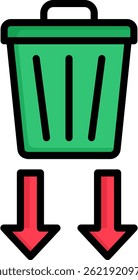 Waste Reduction Icon Lineal Color Vector Illustration