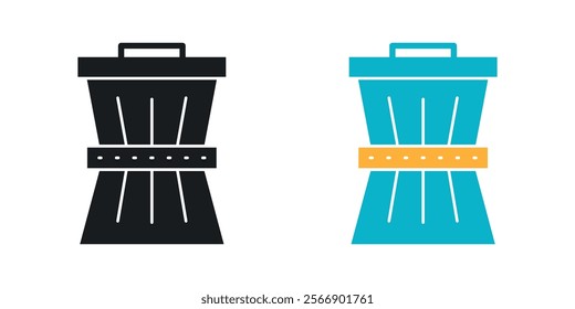 Waste reduction icon set in black and colored