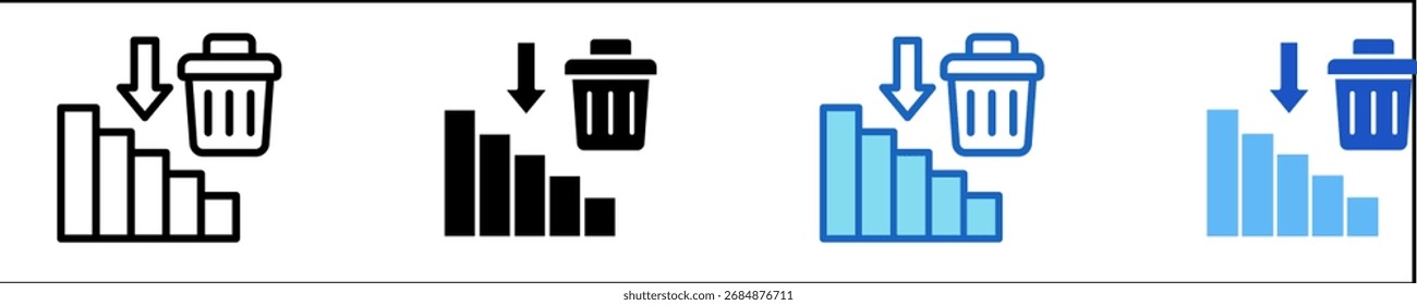 Redução de Resíduos Ícone Definir Coleção de Vários Estilos
