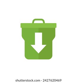 waste reduction icon with a trash bin in flat design