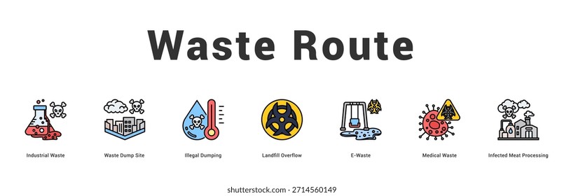 Waste Route Modern and clean web banner illustration featuring thematic icons for visual communication