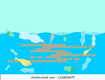 waste in the sea or ocean .Illustration vector.
