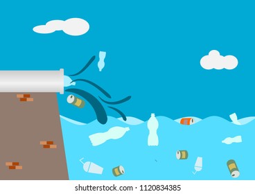 waste in the sea or ocean .Illustration vector.
