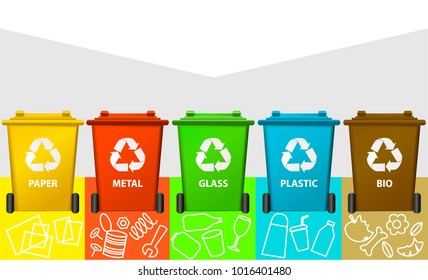 Waste Segregation Background Recycle Bins Stock Vector (Royalty Free ...