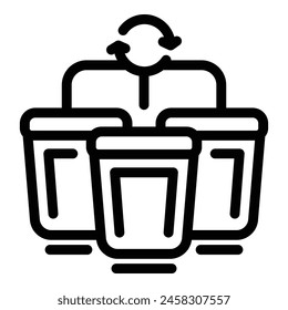 Waste segregation containers icon outline vector. Trash sorting bins. Ecological pollution measure