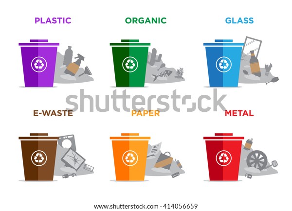 Waste Segregation Garbage Recycling Sorts Categories Stock Vector ...