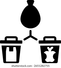 Waste Segregation Icon Glyph Vector Illustration
