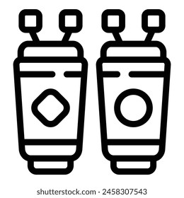 Waste segregation icon outline vector. Rubbish management. Trash sorting bins