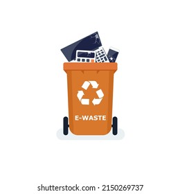 Waste segregation. Sorting garbage by material and type in colored trash cans. Waste utilization and ecology save concept. Eps 10