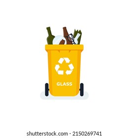 Waste segregation. Sorting garbage by material and type in colored trash cans. Waste utilization and ecology save concept. Eps 10