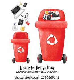 Waste segregation. Trash, Bin, Sorting and recycling garbage by material and type in colored trash cans. Recycling bin. illustration for zero waste, environment protection 