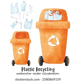 Waste segregation. Trash, Bin, Sorting and recycling garbage by material and type in colored trash cans. Recycling bin. illustration for zero waste, environment protection 