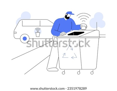 Waste sensors abstract concept vector illustration. Smiling man using sensor for waste receptacles, smart city, IoT industry, Internet of Things idea, modern technology abstract metaphor.