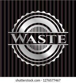 Waste silvery shiny emblem