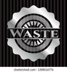 Waste silvery shiny emblem. Vector Illustration. Mosaic.