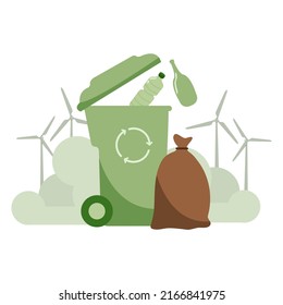 waste sorting concept. Colorful garbage bin. Trash can waste basket. Reculing ecology concept