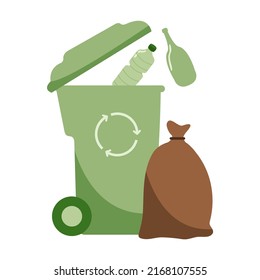 waste sorting concept. Colorful garbage bin. Trash can waste basket. Reculing ecology concept