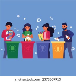 waste sorting conceptvector design illustration