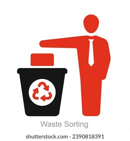 Waste Sorting and disposal icon concept