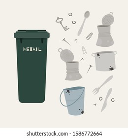 Waste sorting. Eco illustration. Eco-friendly. Save the planet.  Ecology and recycle concept. Vector template, flat design, white isolated.