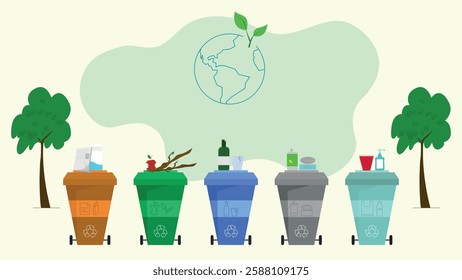 Waste sorting, environmental care and reduction of emissions of harmful substances into the atmosphere. Concept of sustainability