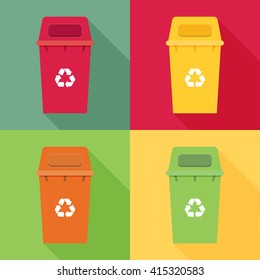 Waste sorting garbage bin set vector. Waste management and recycle concept with waste bin set.