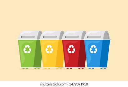 Waste sorting garbage bin vector