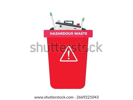 Waste sorting for hazardous and toxic waste such as electronic waste. Environmentall poster and safety poster.