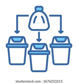 Icono de clasificación de residuos Ilustración vectorial azul