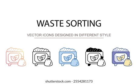 Waste sorting icon design with white background stock illustration