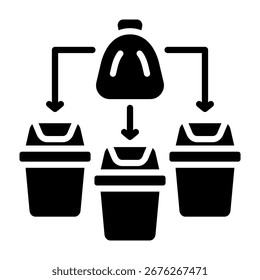 Ilustración vectorial de glifo de icono de clasificación de residuos
