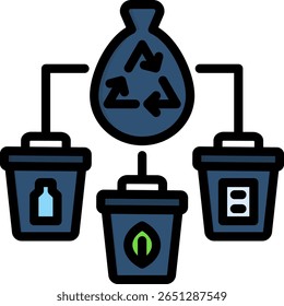 Icono de clasificación de residuos Ilustración vectorial de color lineal