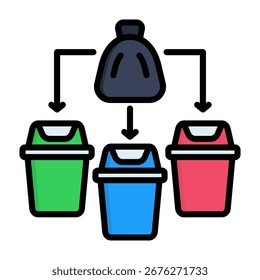 Icono de clasificación de residuos Ilustración vectorial de color lineal