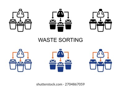 Waste Sorting Icon Multi Style Vector Illustration