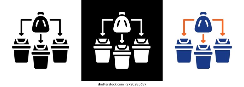 Conjunto de iconos de clasificación de residuos Ilustración vectorial de glifos