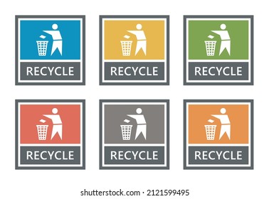 waste sorting labels set, waste managment for recycling
