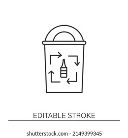  Waste sorting line icon. Recyclable material. Recycling glass waste. Zero waste concept. Isolated vector illustration. Editable stroke