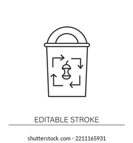  Waste sorting line icon. Recyclable material. Recycling food waste. Zero waste concept. Isolated vector illustration. Editable stroke