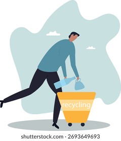 Clasificación de residuos, reciclaje de plásticos. Concepto de responsabilidad. sobre un hombre y su vida.