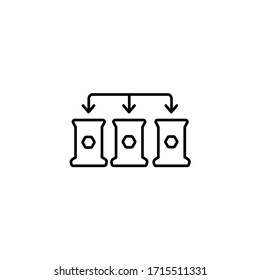 Abfallsortierung, Nachhaltigkeit oder Umweltschutz, Müllcontainer einfache Dünnzeilensymbol-Vektorillustration