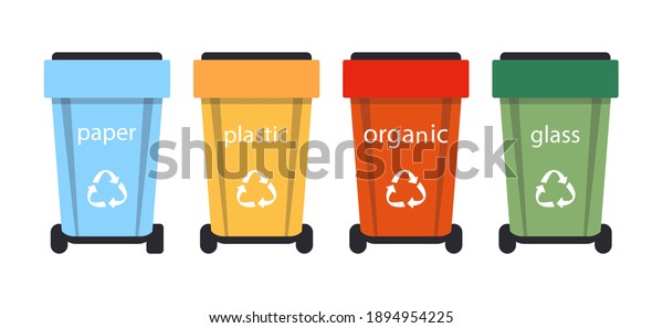 Waste Sorting Vector Illustration Different Colorful Stock Vector ...