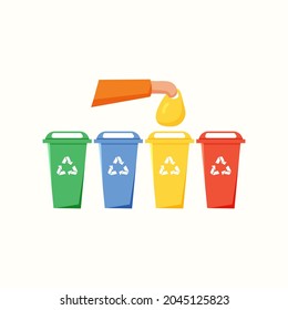 Waste sorting. Vector illustration in flat style