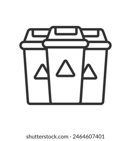 Waste sorting vector, in line design. Waste, sorting, recycling, bins, eco, environment, sustainability on white background vector. Waste sorting vector editable stroke icon.